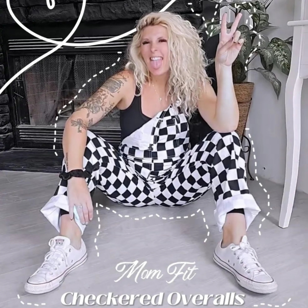 Checkered Overalls - Black and White
